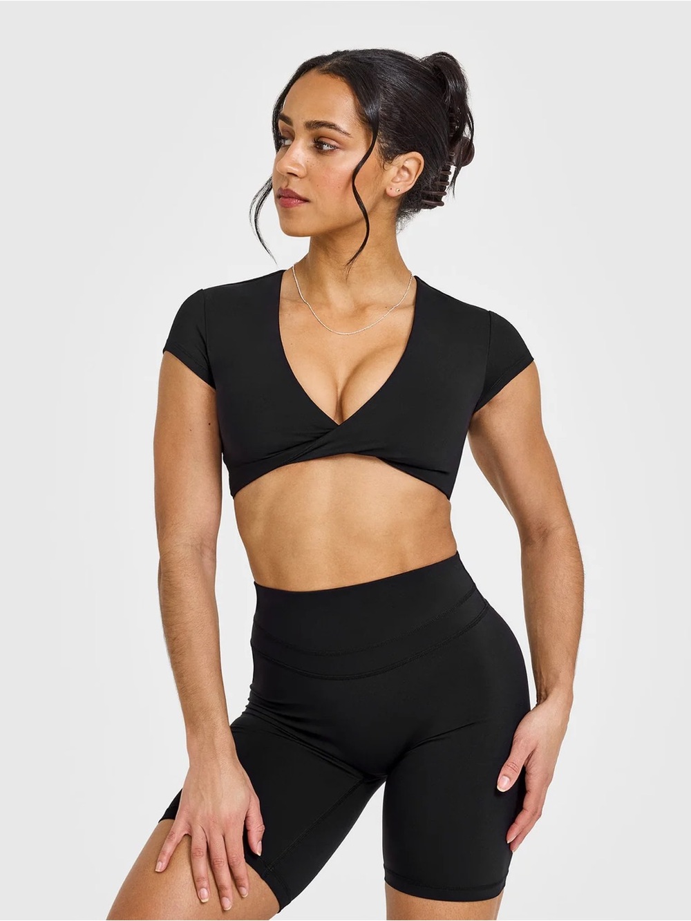 Oner Active Black UnifiedMove Twist Front Short Sleeve Crop Top